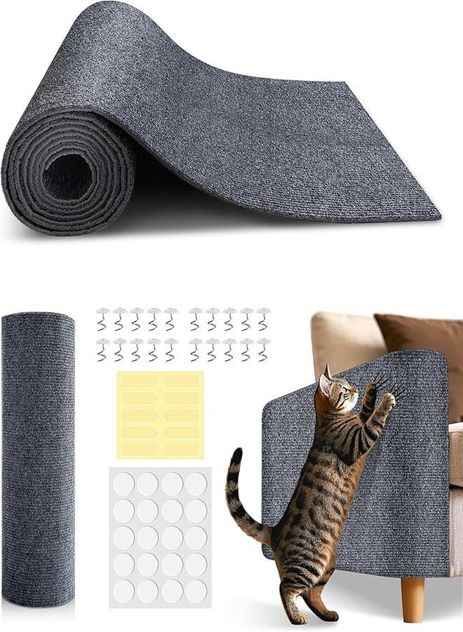 YORTEN Dark Gray Cat Scratching Mat Self-Adhesive Carpet Mat Trimmable Replacement for Cat Tree, Cat Wall Shelves, Couch Furniture Protector - Image 1